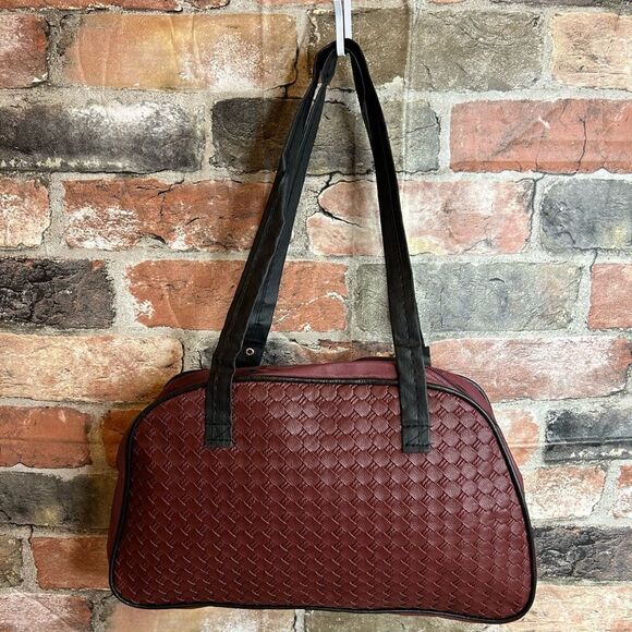 5 for $25🔥Burgundy Wine Quilted Faux Leather Double Strap Handle Purse New - Picture 6 of 8